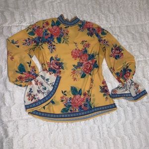 Flying Tomato Ruffle Flare Sleeve Floral Top